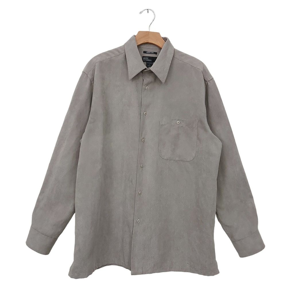 Marc Edwards Mens Sueded Luxe Shirt Large Light Brown Button Up Long Sleeve
